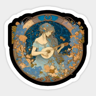 Lute Player in a Garden Sticker